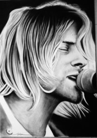 Cuadros modernos carbón Kurt Cobain